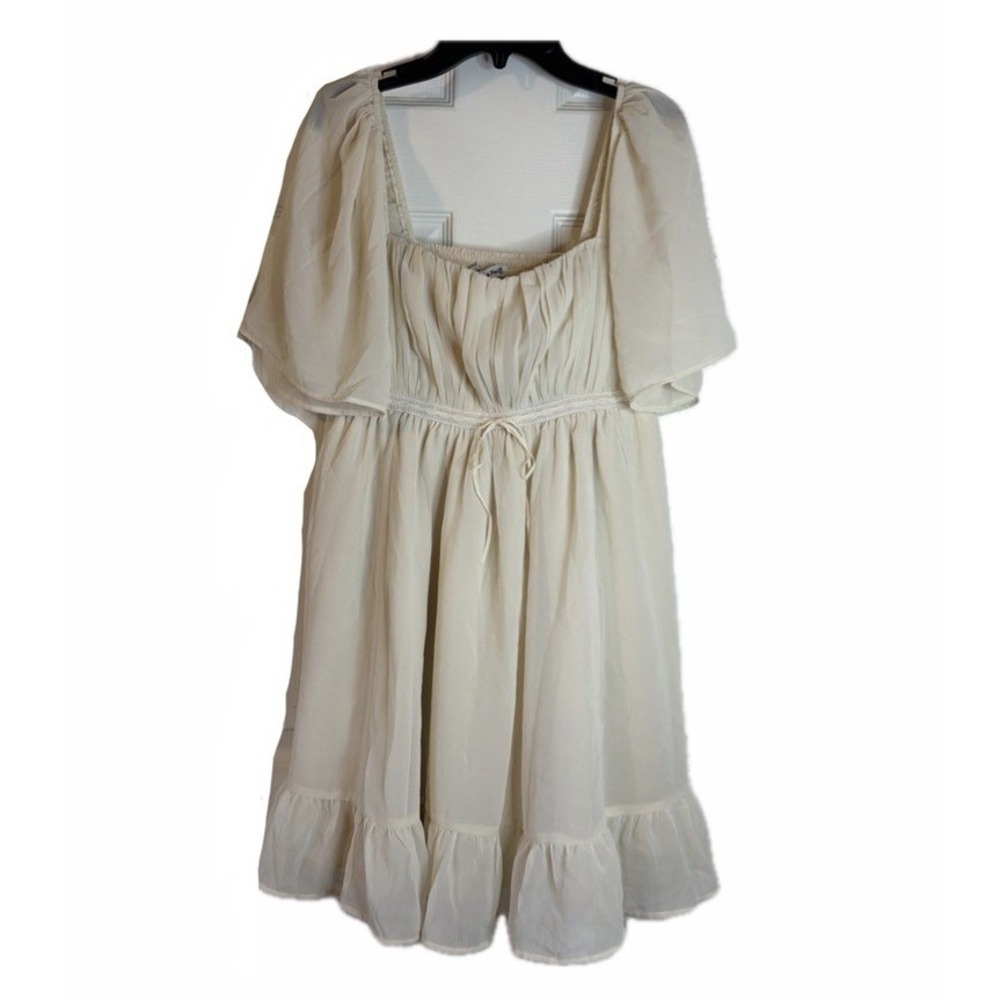 NWT Abercrombie & Fitch Cream Puff Sleeve Mini Dress Medium Cottagecore Boho
